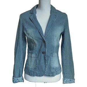 Valerie Bertinelli Y2k Blazer Lizzie McGuire Seersucker Stripe 70s Style Denim